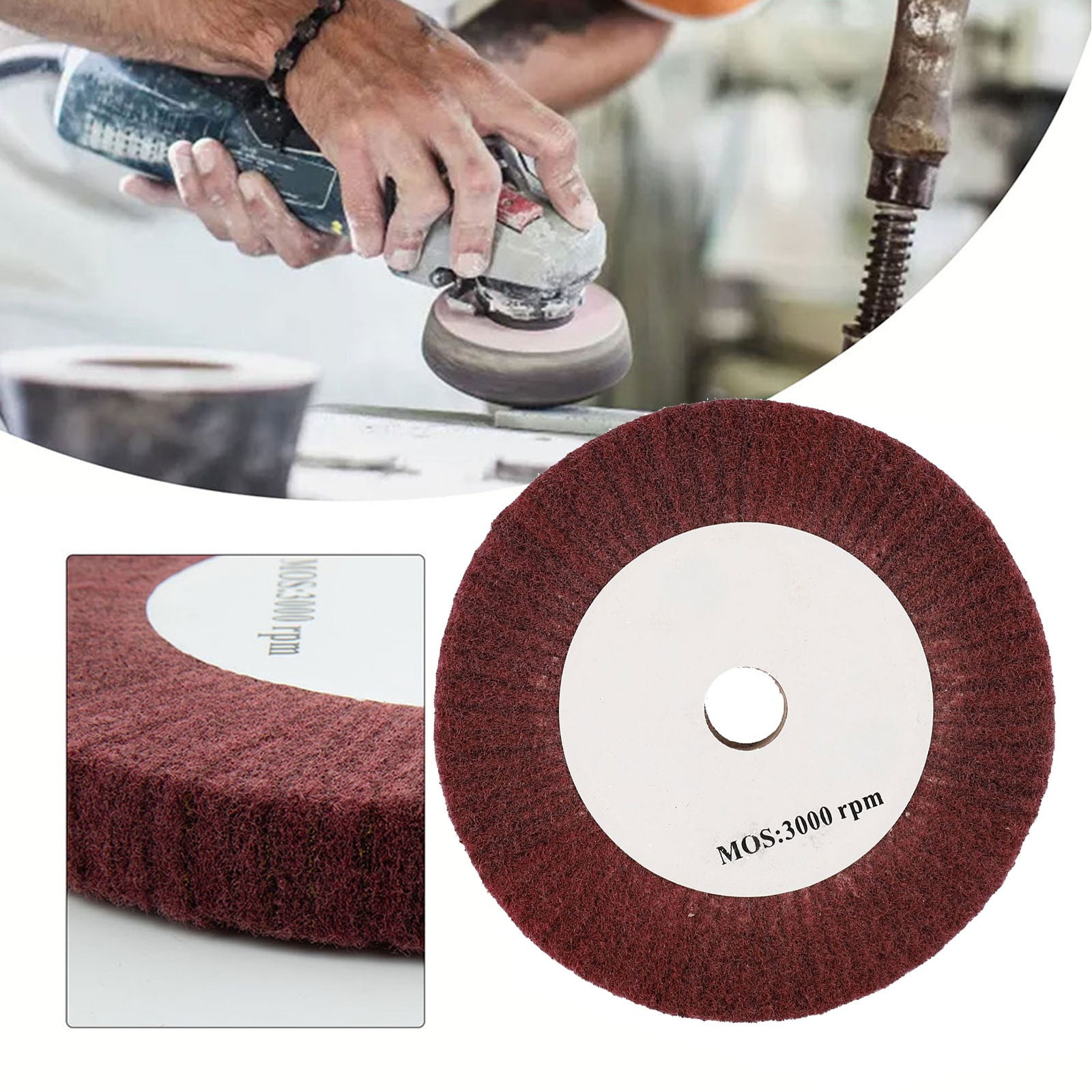 4”~12“ Nylon Fiber Flap Polishing Wheel Disc Non-Woven Abrasive Buffing 320-Grit 125Mm Smile Home 150Mm — image 3