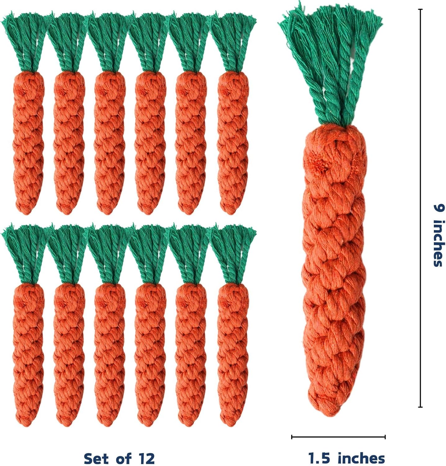 12 PCS Carrot Dog Rope Toys for Dogs, Durable Chew Toys for Aggressive Chewers, Entertainment & Interaction, Teeth Cleaning and Chewing, All-Cotton โ image 2