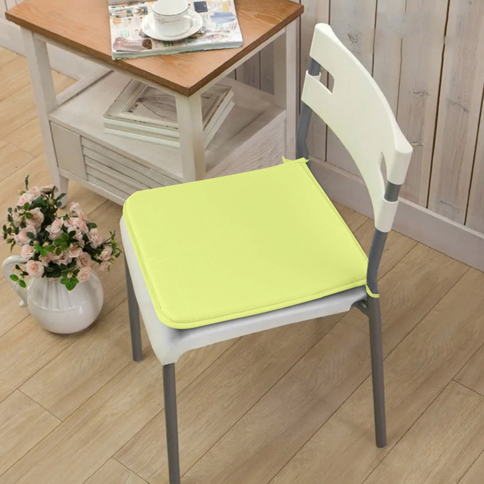 Cushion, Dining Chair Cushion, Square Strap Garden Chair Pads Seat Cushion for Outdoor Bistros Stool Patio Dining Room Yellow — image 4