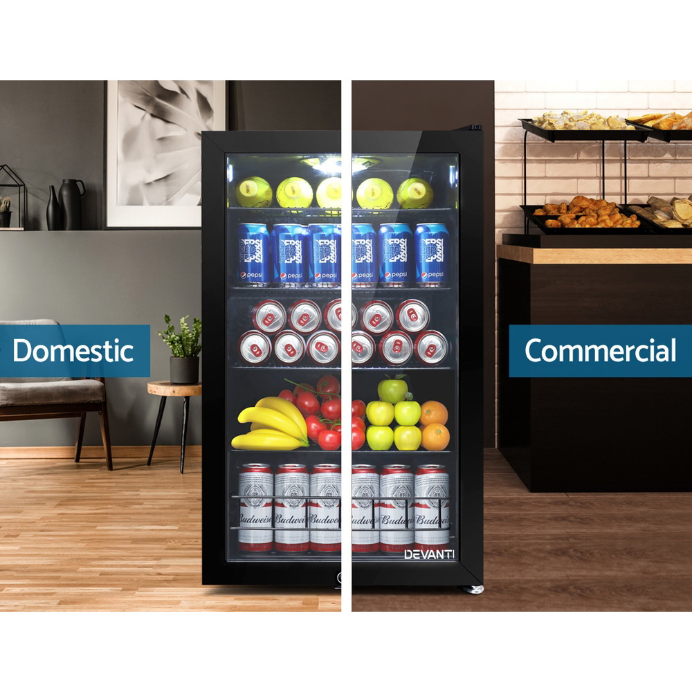Devanti 115L Bar Fridge Glass Door w/Light Black — image 6