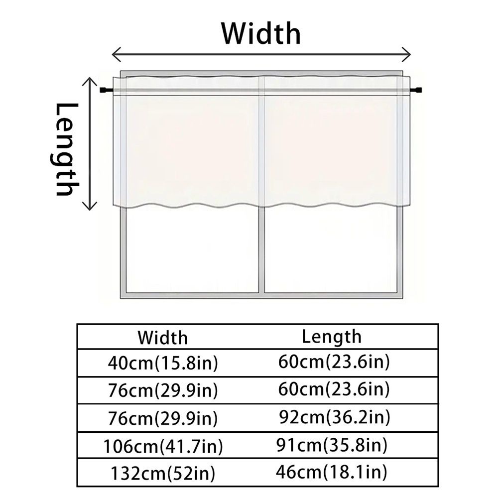 Small Window Curtains White Short 40*60cm Length Semi Blackout for Kitchen Bathroom Door Laundry Room 2pcs — image 5