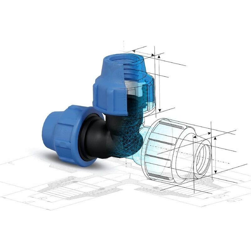 Water Pipe Tee Fittings, 25Mm X 25Mm, Pn16 Compression Pipe Fittings, Connectors Compatible With Pe80 And Pe100 — image 3