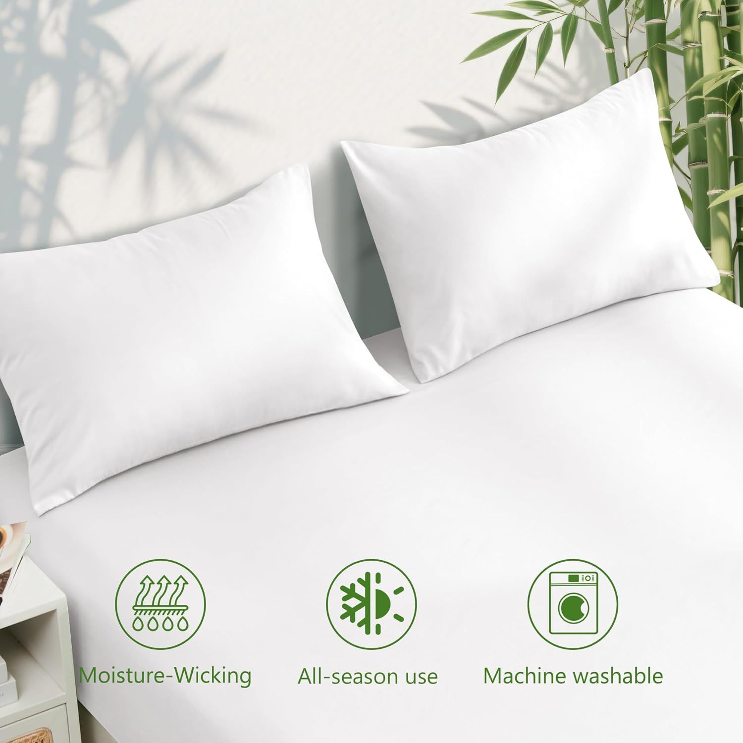 Hotel Breathable Bamboo Fitted Sheet & Pillowcase-3 Piece-Ultra Soft 2000TC Breathable Fitted Bed Sheets Set with 37 Centimetre Deep Pocket-Cooling Sheets for — image 4