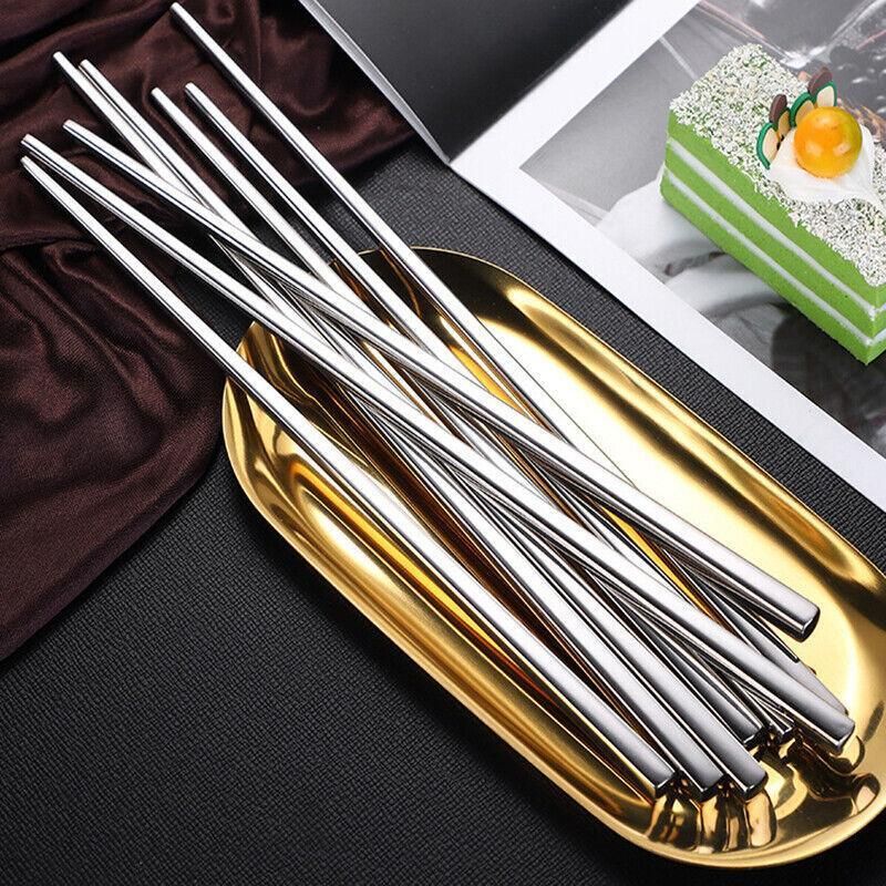 10 Pairs Korean Style Stainless Steel Chopsticks Mirror Polished Reusable — image 5
