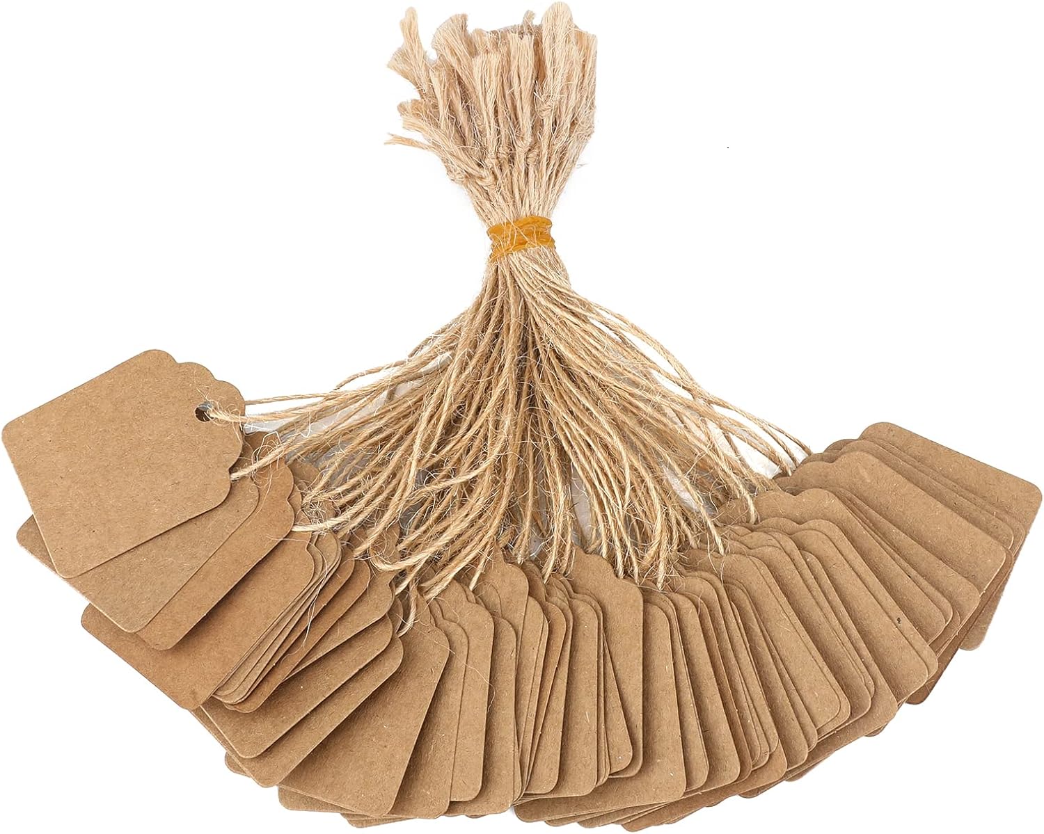 500Pcs Blank Tags with String, Brown Price Tags, 1.8x1.4Inch Kraft Paper Hangingtag for Small Business, Clothes Tag for Selling, Small Retail Marking Label