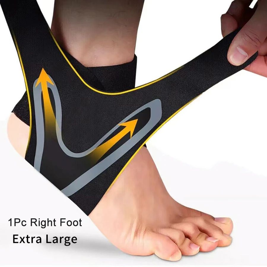 1pc Ankle Support Brace, Elasticity Adjustment Foot Bandage, Sprain Prevention Fitness Band XL Black