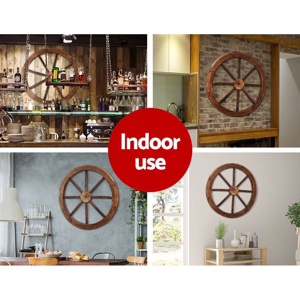 Gardeon Garden Decor Outdoor Ornament Wooden Wagon Wheel — image 5