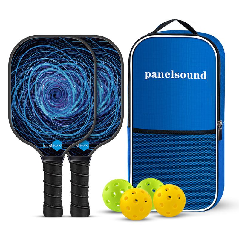 PS Series Colorful Textured Fiberglass Pickleball Paddles Set with 2 Rackets, 4 Balls and Portable Carry Bag for Indoor and Outdoor Use, PS-004