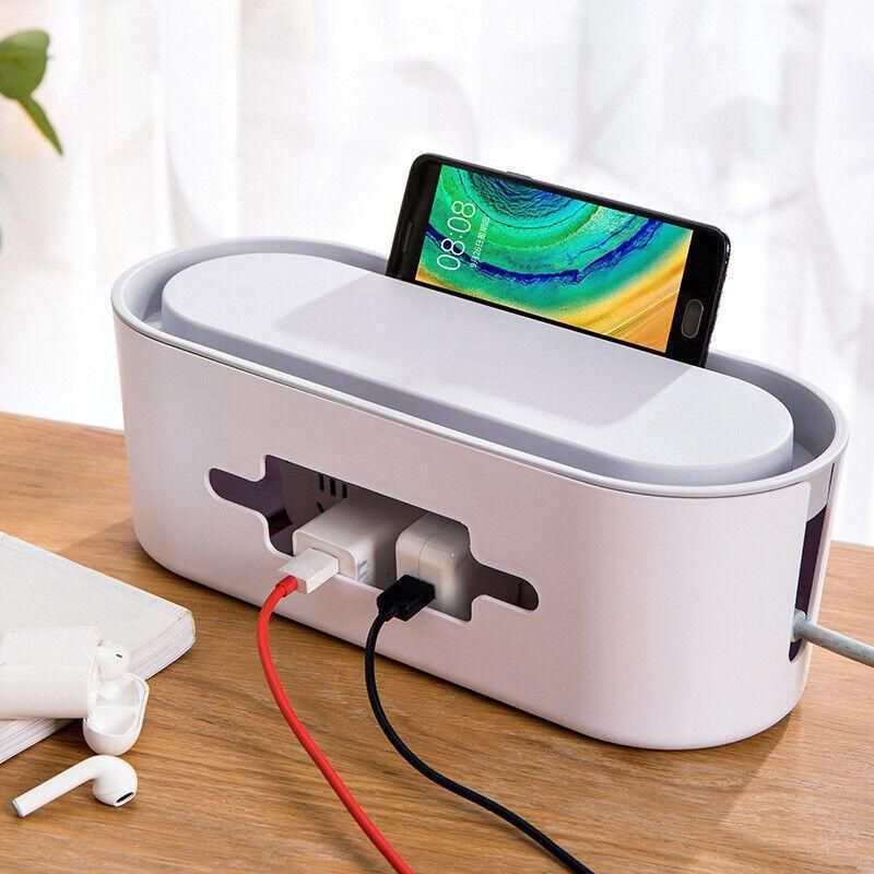 Cable Power Management Storage Box Socket Wire Tidy Organiser Hide Case - White โ image 5