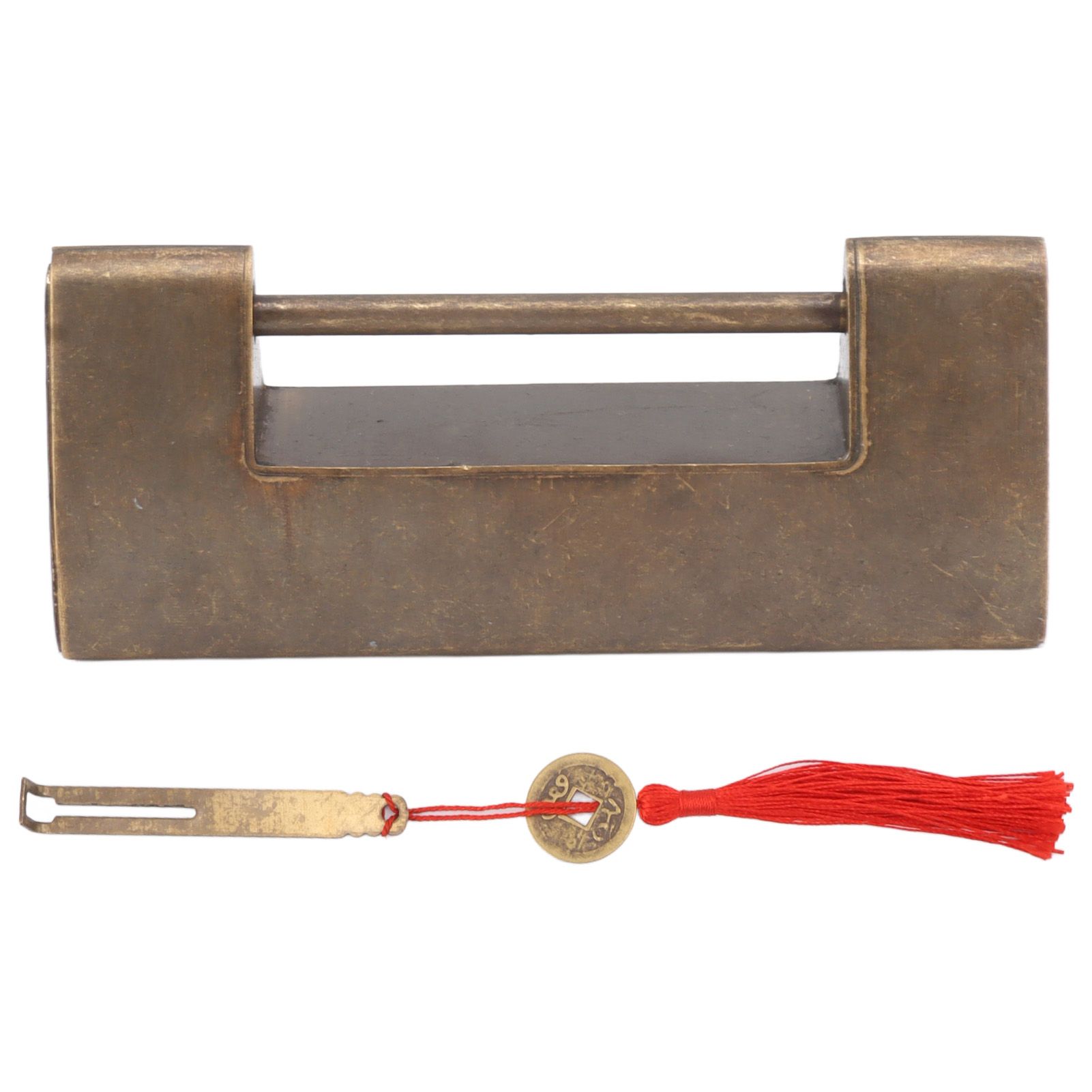 Spacing 4.4cm Decorative Vintage Lock Key Antique Brass Chinese Padlock for Small Wooden Box Furniture Cabinets Chest
