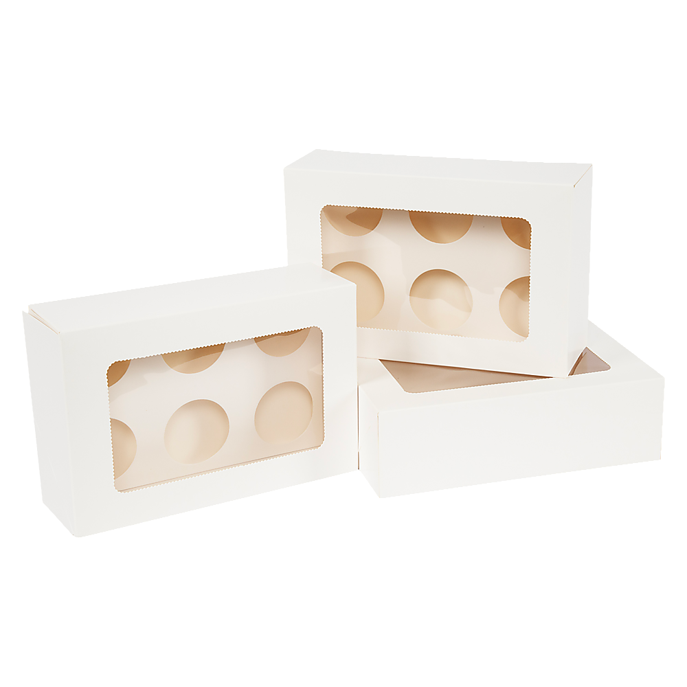 Cupcake Box 6 Holes Window Cake Party Favour 100 Boxes — image 3