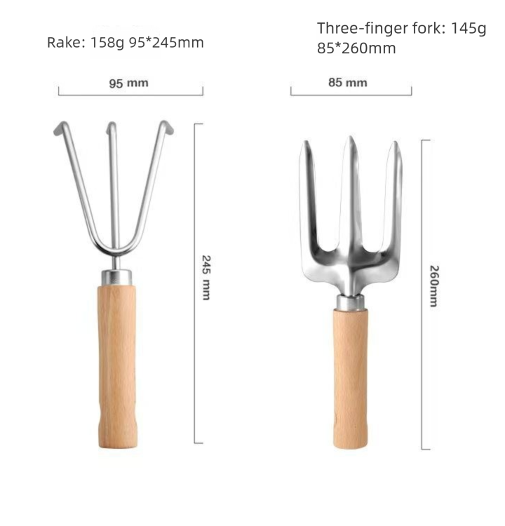 9-Piece Gardening Tool Set - Heavy Duty Stainless Steel with Beechwood Handles - Complete Garden Kit including Storage Tote, Hand Trowel, Rake, Pruning Shears โ image 4