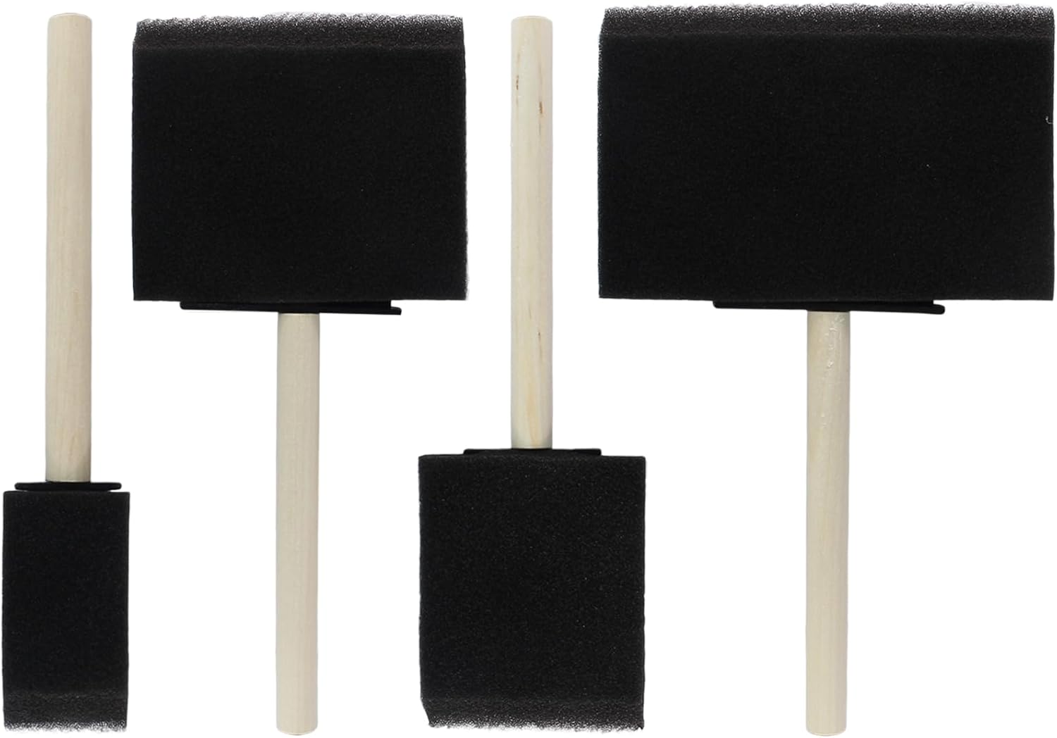 Biaungdo 4 Pcs 4 Sizes Foam Paint Brushes, Foam Sponge Brush for Painting, Sponge Paint Brushes with Wood Handle for Varnishes, Staining, DIY Crafting
