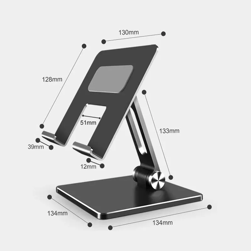 Aluminum Alloy Tablet Phone Holder Desk Stand Bracket Foldable For Ipad Pro 12.9 - Grey — image 3