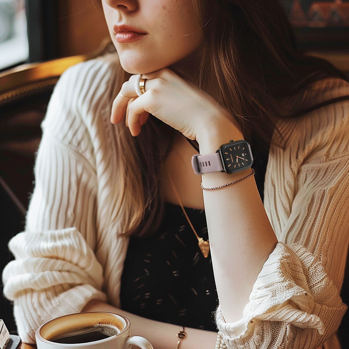 Elegant Retro Preppy Style Women's Quartz Watch - Square Black Dial with Pink Silicone Strap, Zinc Alloy Case, Non-Rechargeable Battery/purple โ image 3