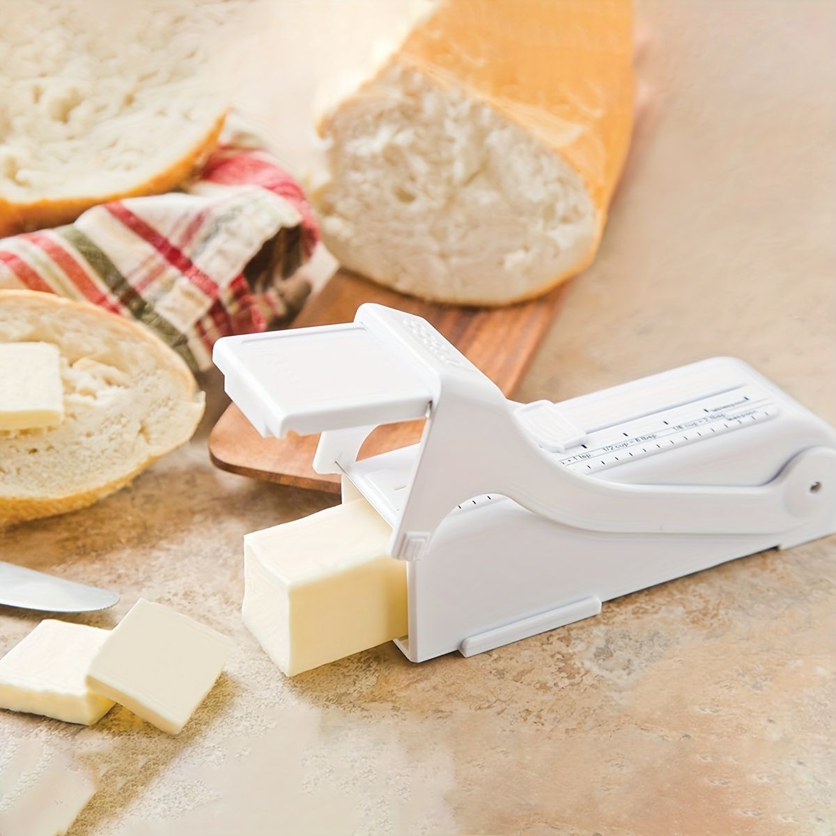 Butter slicer, adjustable butter slicer, kitchen butter measuring dispenser, one-hand controllable White — image 2