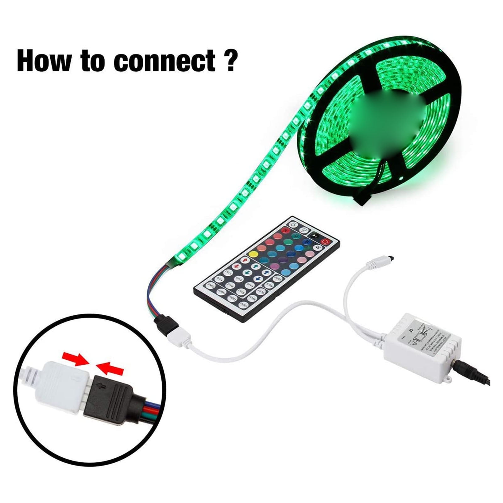 12V LED Strip Light Controller, 44 Key Infrared Remote and Receiver with 16 Colors and 5 Modes for RGB LED Lights — image 3