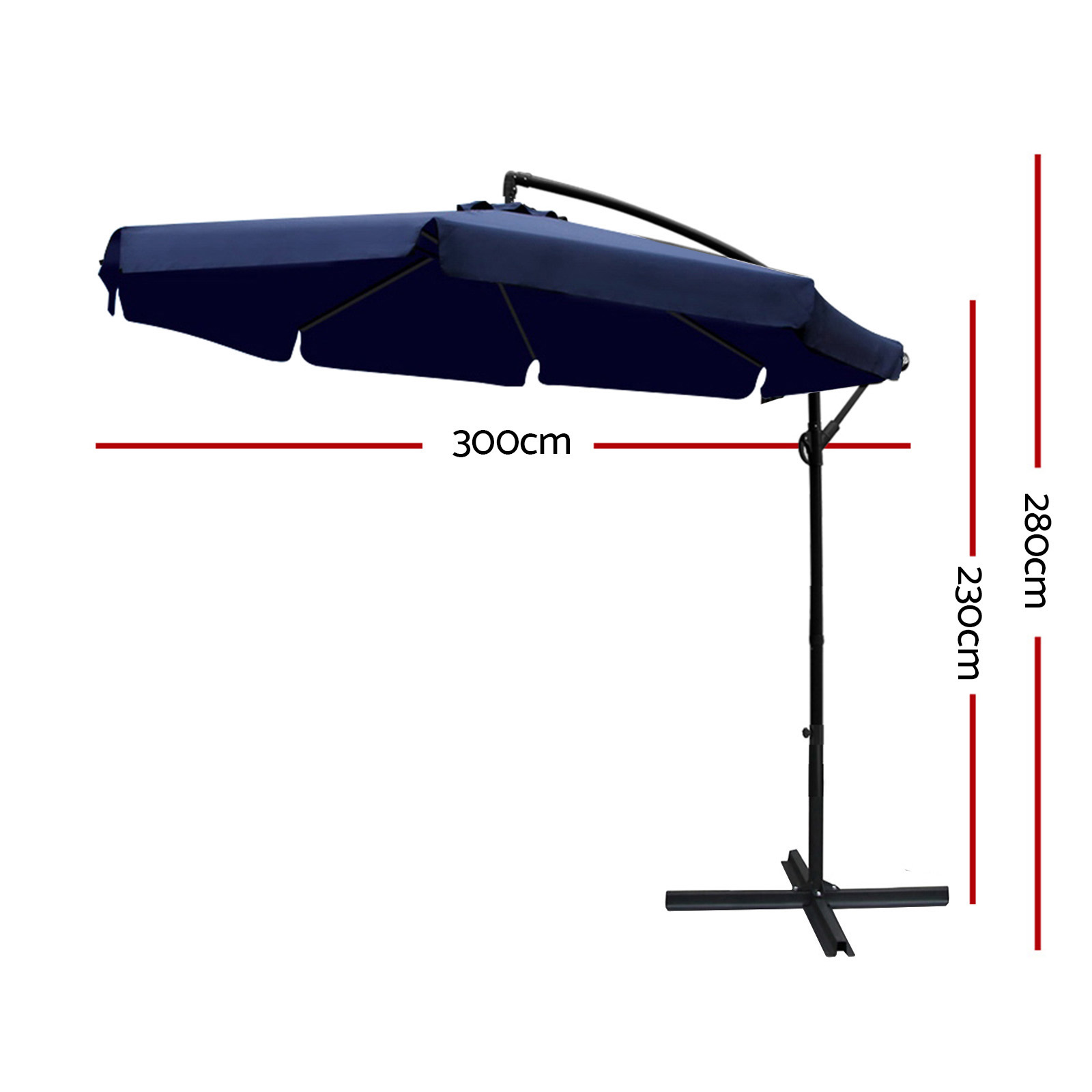Instahut 3m Outdoor Umbrella Cantilever Garden Beach Patio Navy โ image 2