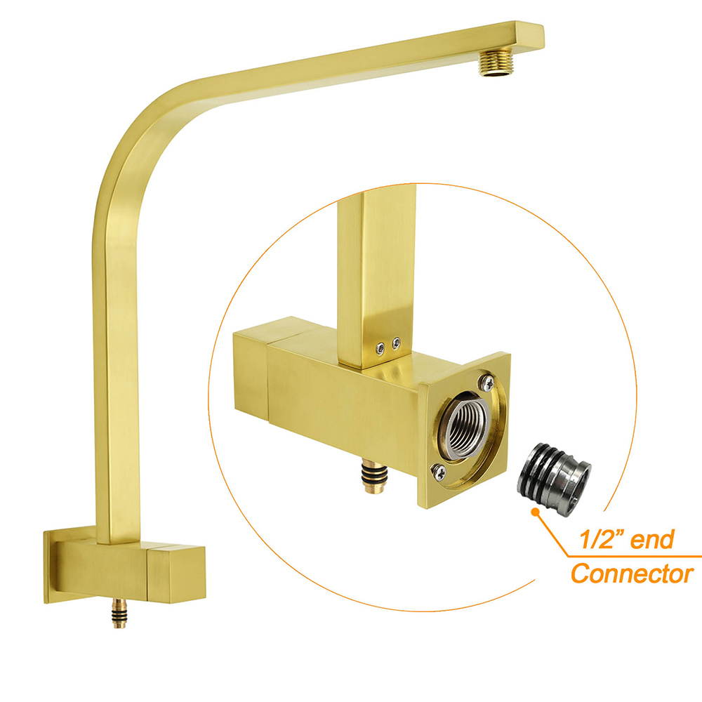 WELS Brushed Gold 2in1 Set 8" Square Rain Shower Head 3 Modes Handheld Silde Rail Arm + Mixer — image 4