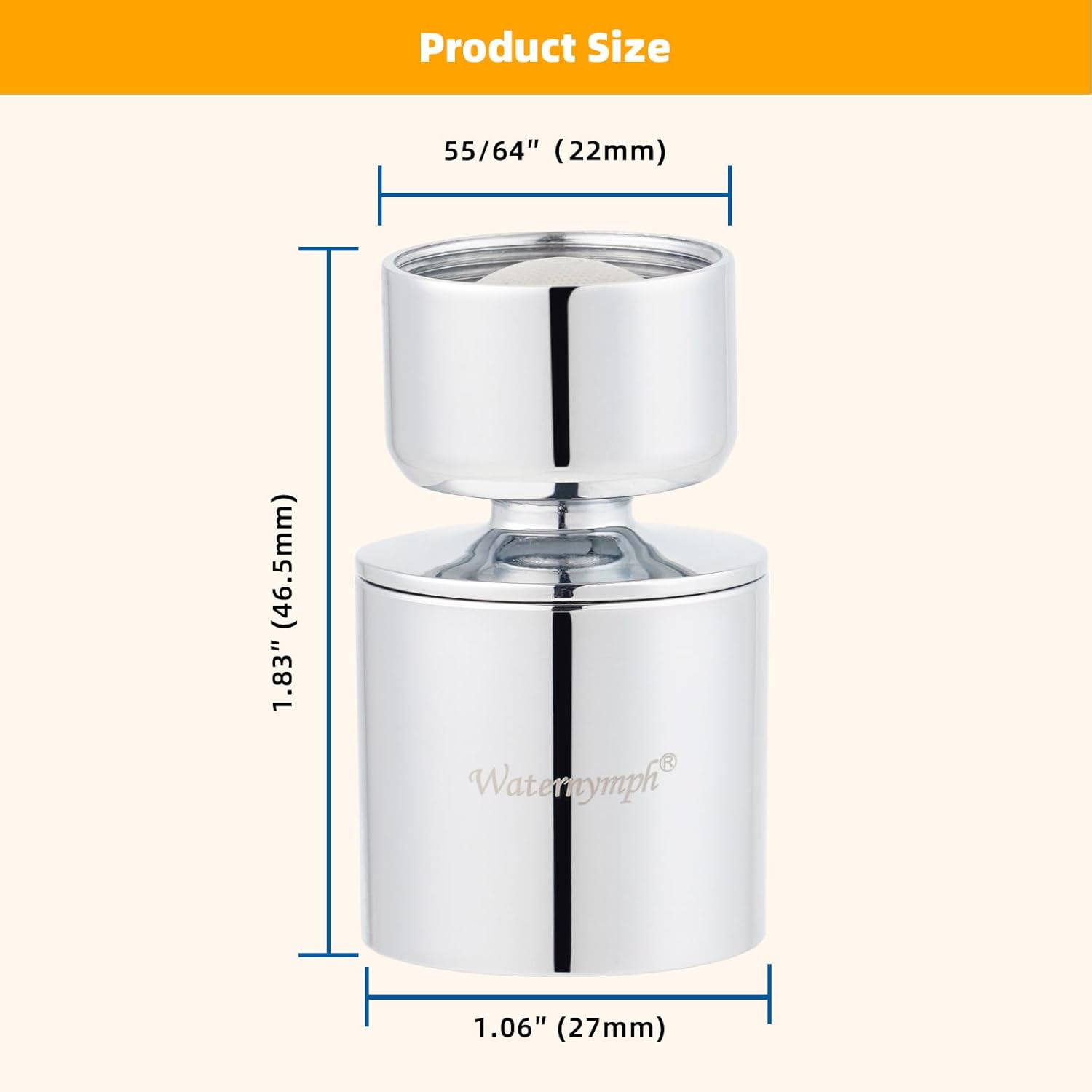 Dual-function 2-Flow Faucet Aerator, Water Saving Swivel Aerator with 2 Sprayer - Faucet Parts Replacement - 55/64 Inch-27UNS Female Thread - Chrome — image 6