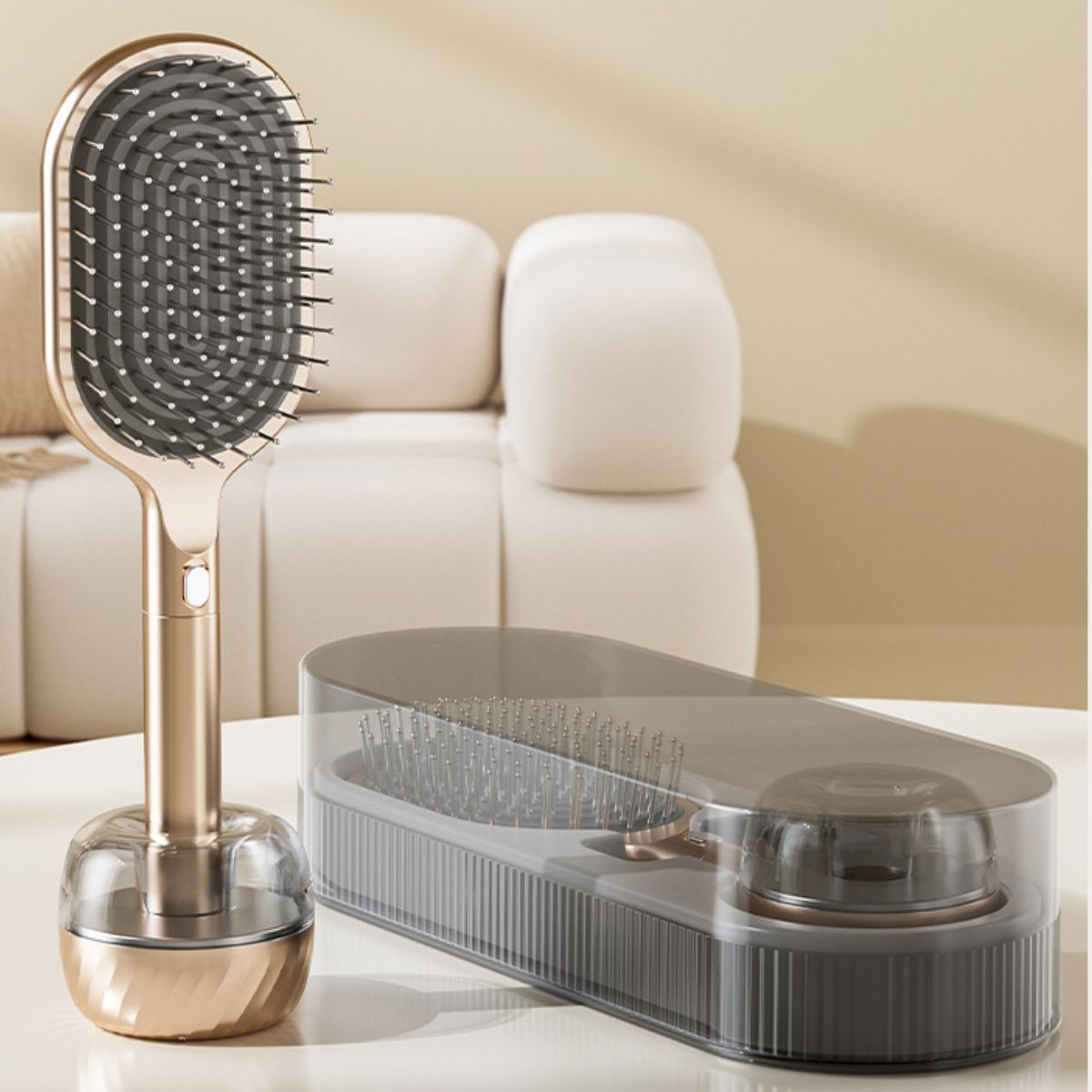 Air Cushion Massage Hair Brush Set with Wall Mount Holder Base - Pink โ image 2