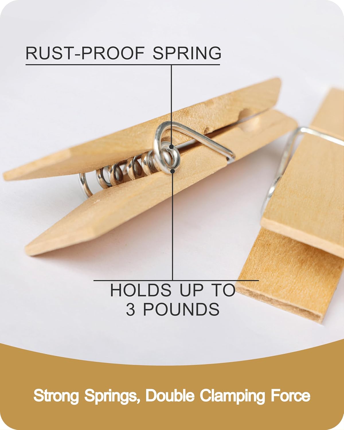 Clothes Pins, Sturdy and Heavy Duty Natural Wood Clips Wooden Clothespins for Hanging Clothes Photo Pictures Crafts Small Classroom Decorative Peg, 30 PCS — image 3