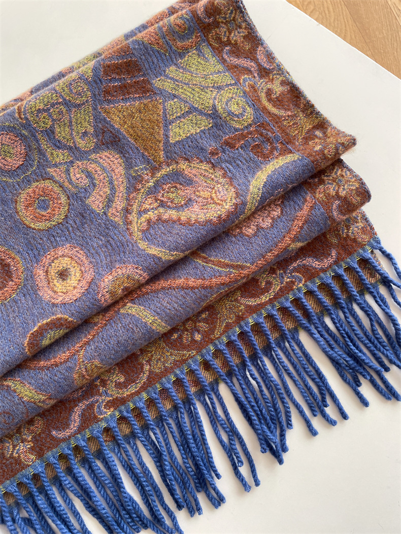 Khaki Bohemian Paisley Print Scarf - Large Lightweight Shawl Wrap - 200cm x 65cm โ image 2
