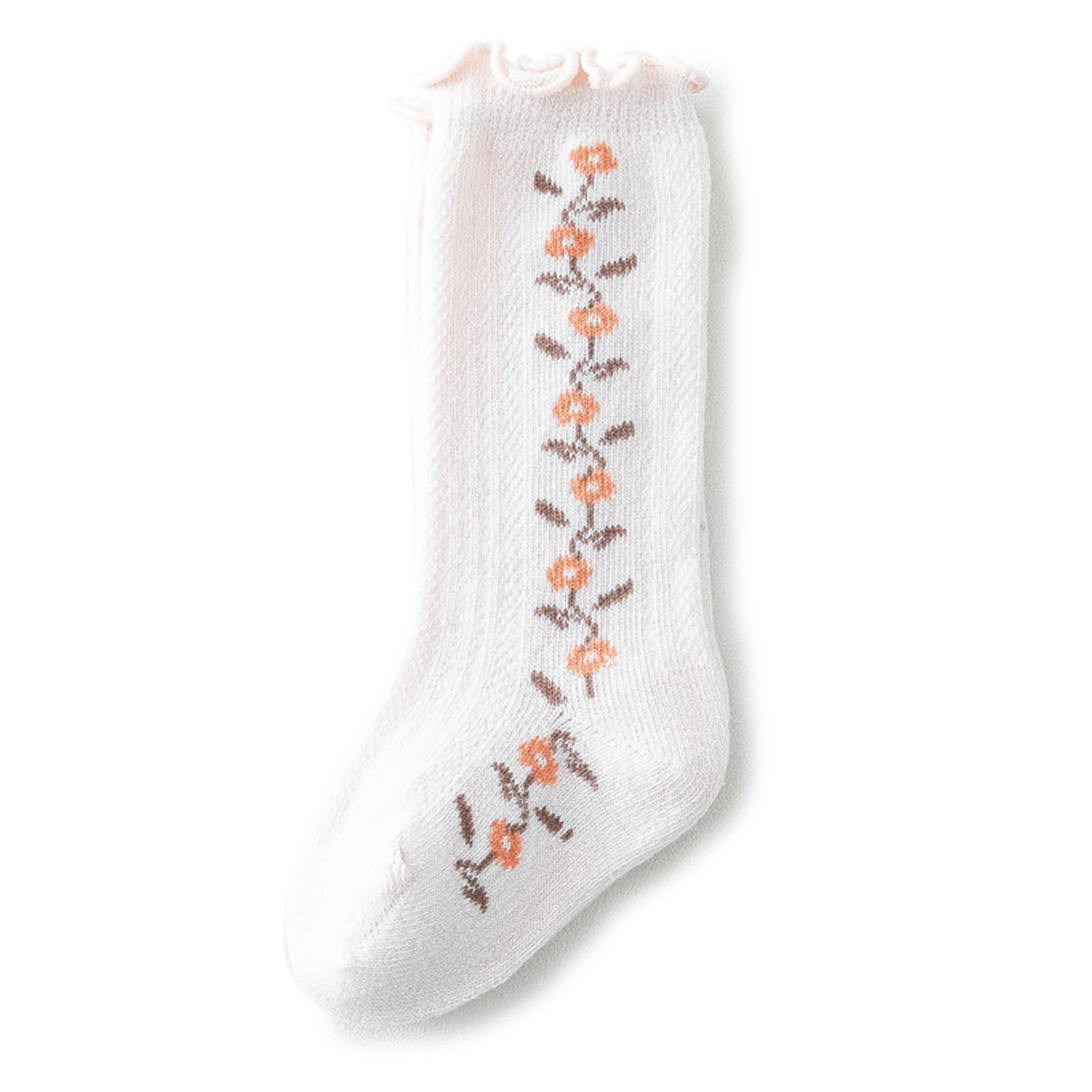 5 pairs Cotton Baby Knee High Socks Girls Boys Newborn Infants Long Socks Ruffled Socks Soft Breathable Knee-High Socks — image 2