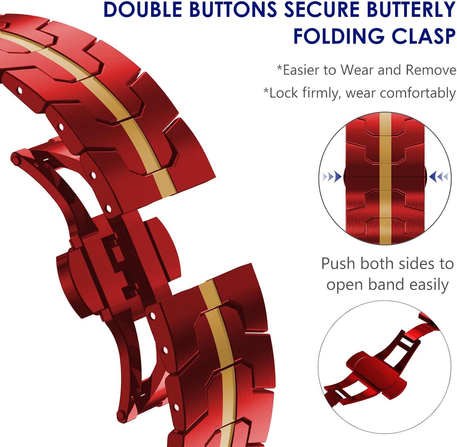 Stainless Steel Watch Band Compatible with Apple Watch Ultra Series Red Gold, 38mm/ 40mm/ 41mm โ image 3