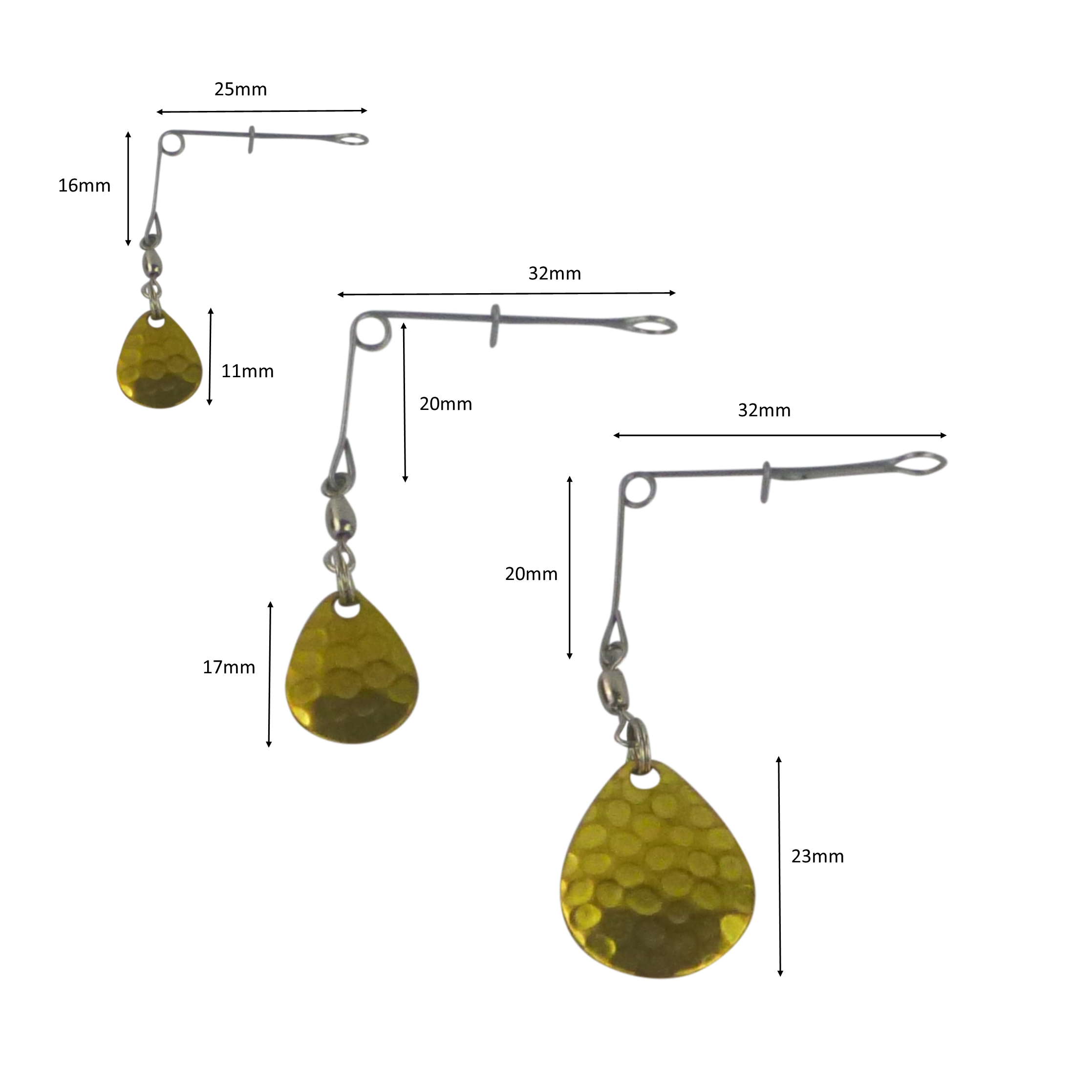 Swimerz Jig Spinner, Large, Hammered Brass, 5 Pack — image 2