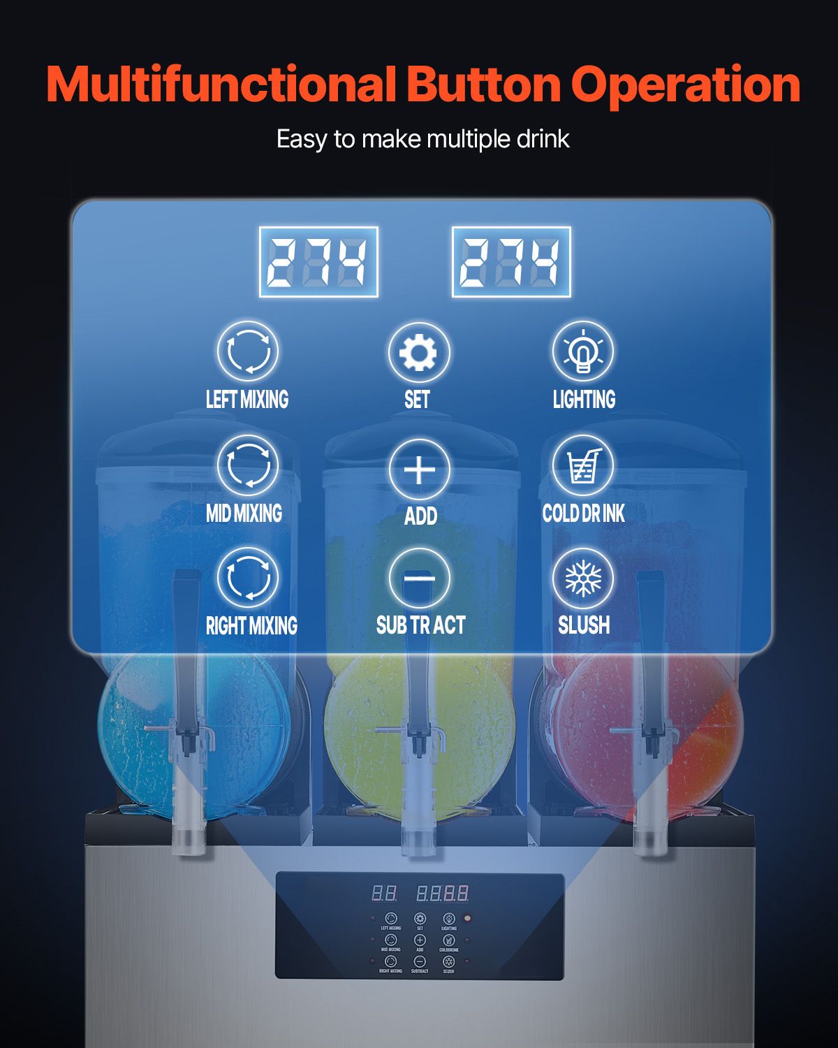 12Lx3 Tank Commercial Slushy Machine Margarita Smoothie Frozen Drink Maker — image 4