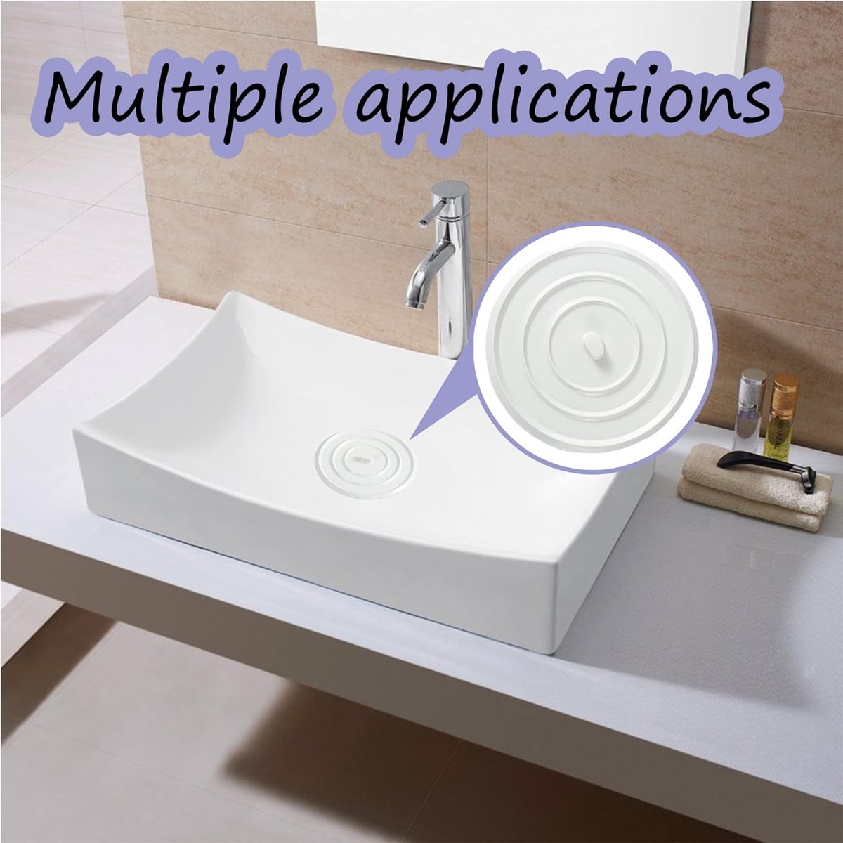 Pieces Silicone Bathtub Drain Stopper - Drain Plug - Universal Bath Stopper - Sink Plug - Bath Plug - Drain Stopper for Bath and Washbasin - Sink Stopper — image 2