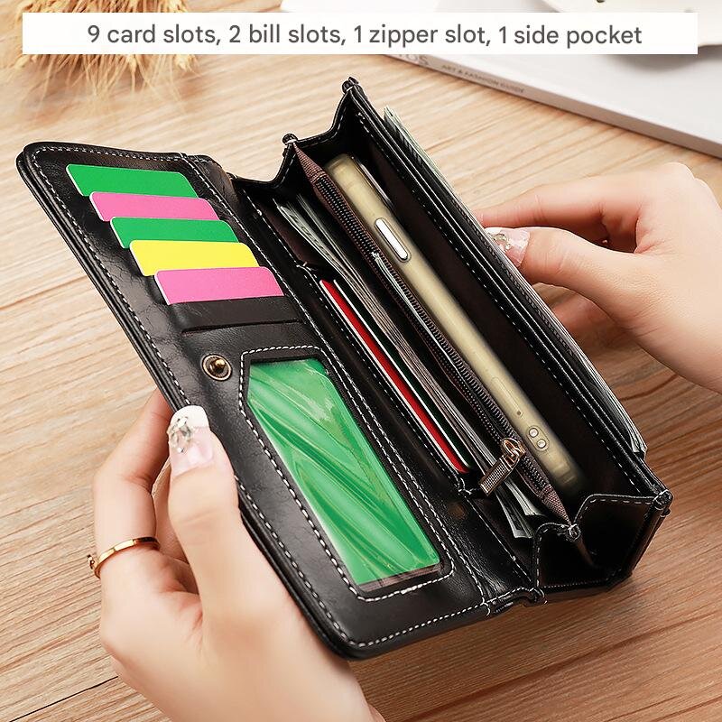 Pink Classic Long Bifold Wallet for Women - Large Capacity Card Holder โ image 2