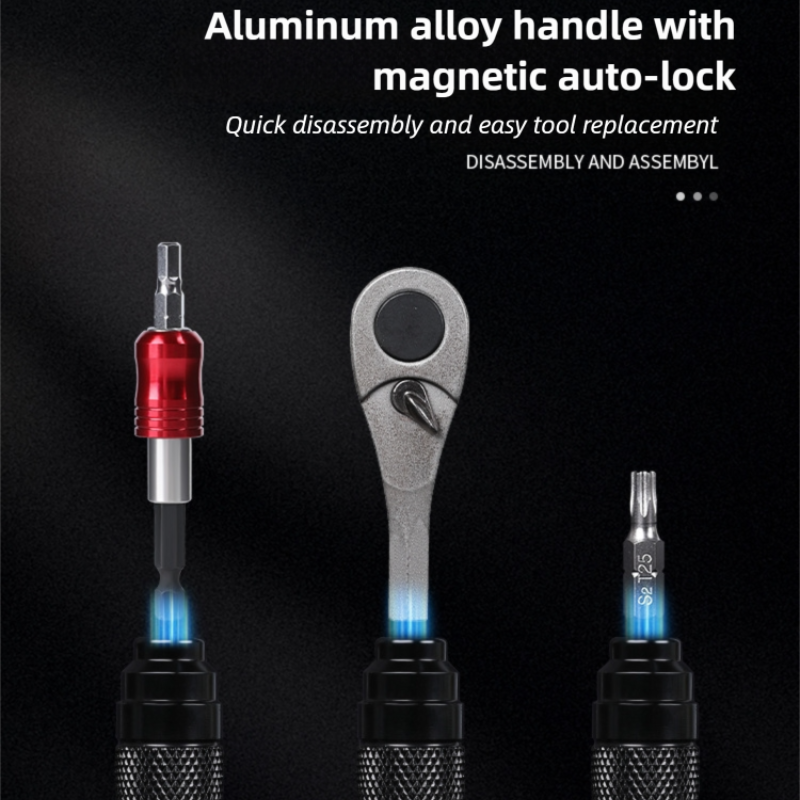 Compact Bicycle Ratchet Tool Kit - Bidirectional Wrench,Magnetic Bits & Tire Levers — image 3