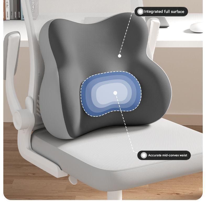 Two-tone Beige-Gray Ergonomic Memory Foam Lumbar Support Cushion for Office Chair, Adjustable Lower Back Pillow with Dual Side Support, Orthopedic Back Rest โ image 3