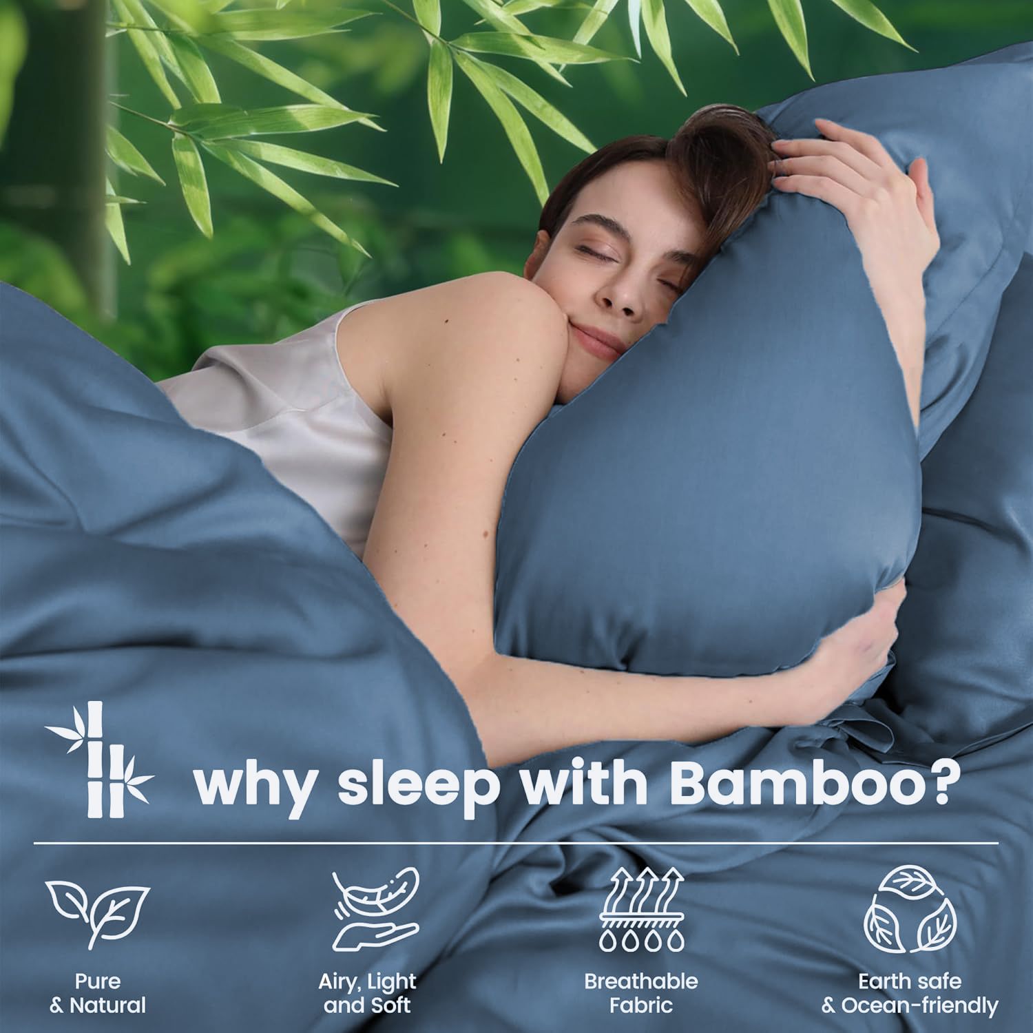 Hotel Breathable Bamboo Fitted Sheet & Pillowcase-3 Piece-Ultra Soft 2000TC Breathable Fitted Bed Sheets Set with 40 Centimetre Deep Pocket-Cooling Sheets for — image 3