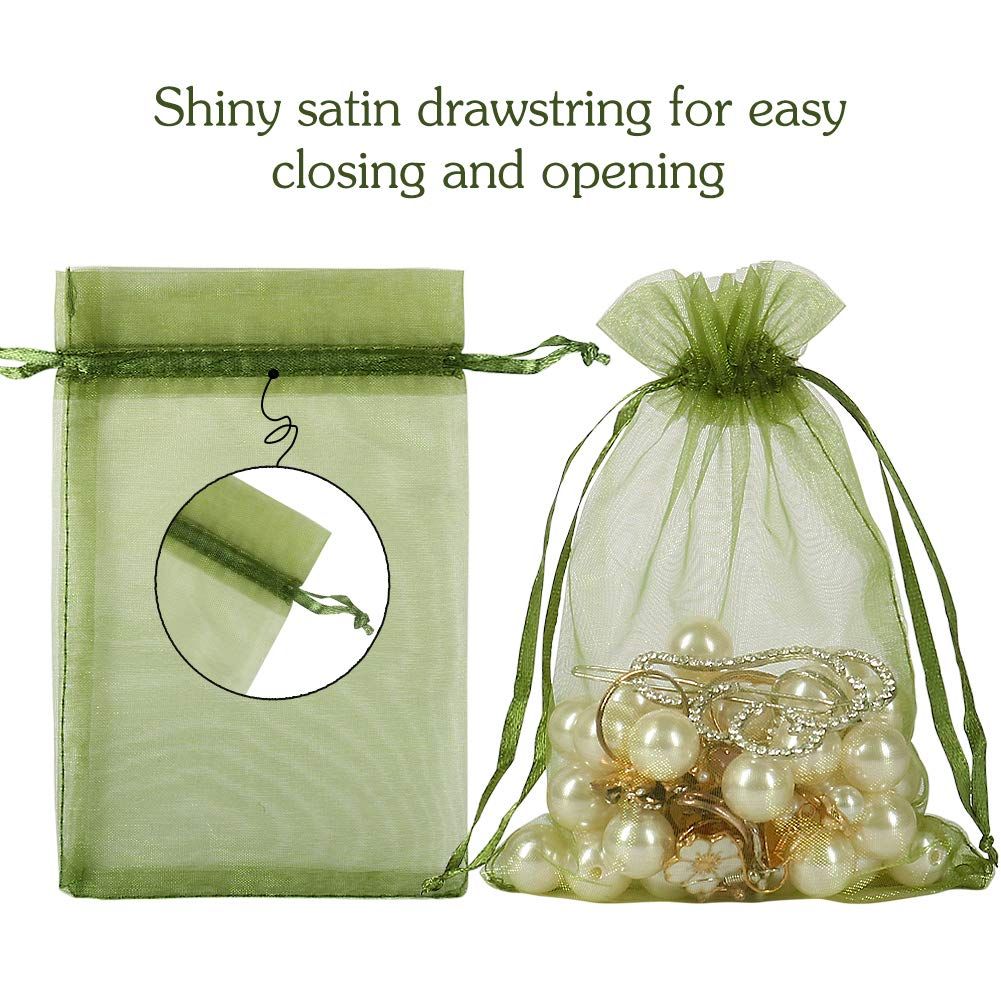 100pcs Drawstring Bags Olive Green, Candy Mesh Gift Bags Jewelry Pouches Small Christmas Sachet โ image 5