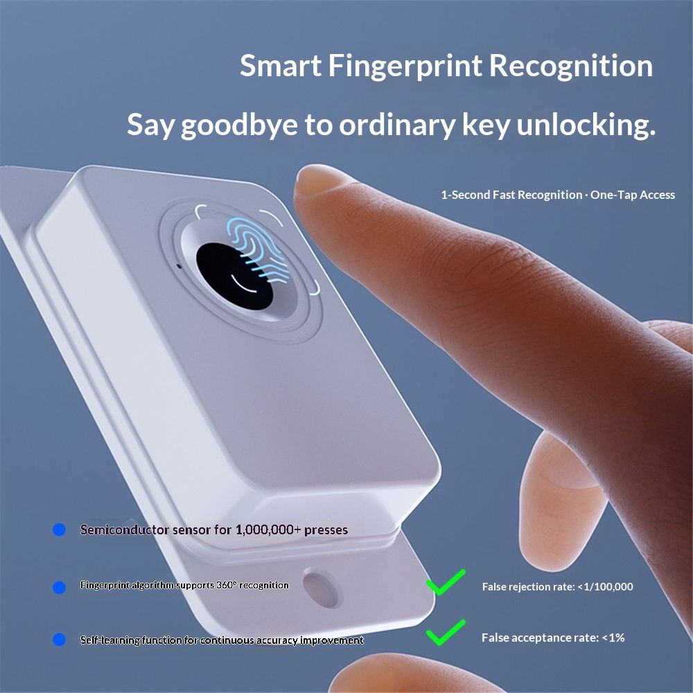 Fingerprint Fridge Lock - Child & Pet Proof Security for Drawers, Cabinets, Ovens, Toilet | Smart Biometric& USB Key | Easy Install | Quick Unlock (White, 1 — image 4