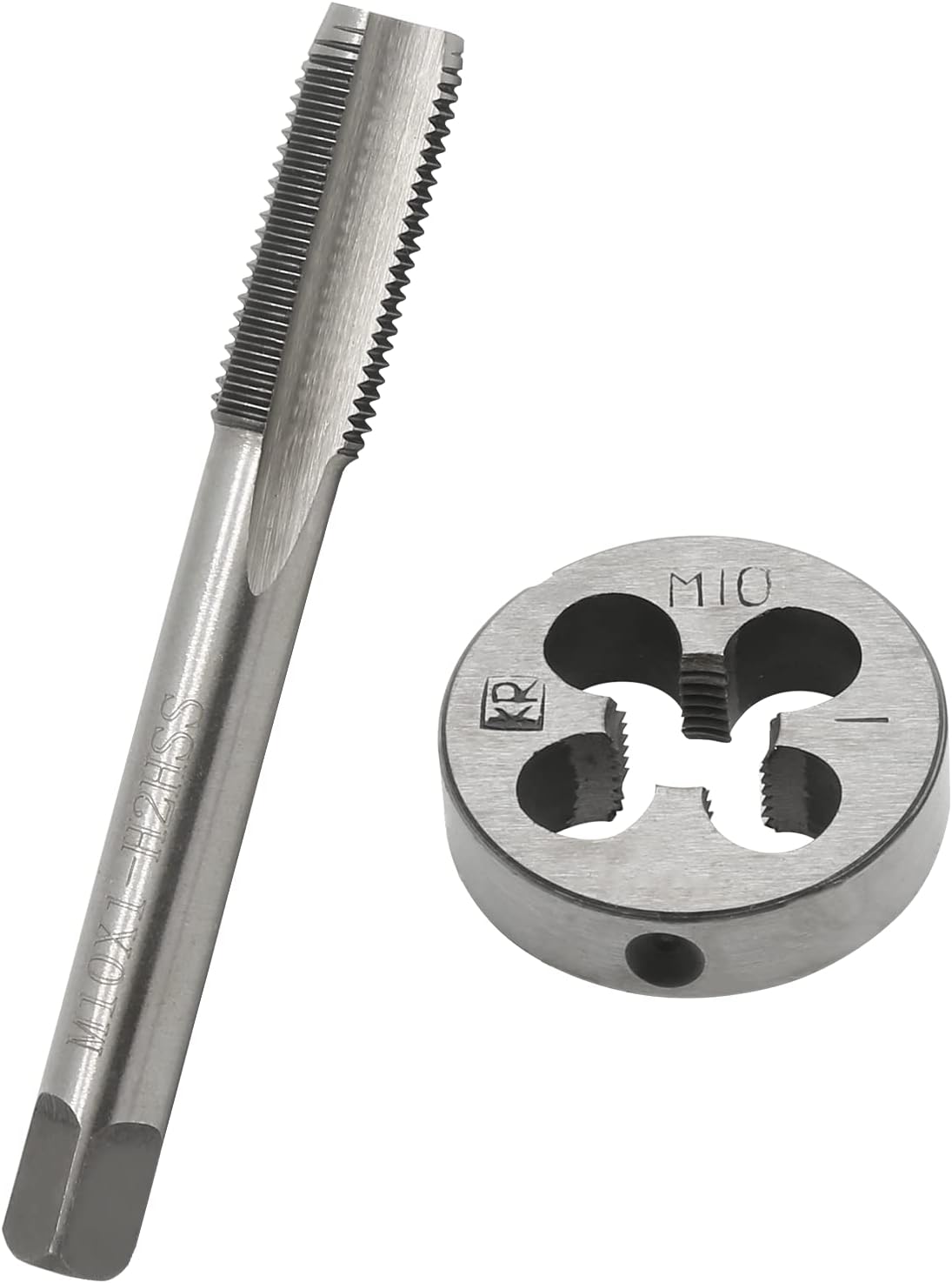 Biaungdo M10 × 1mm Tap and M10 × 1mm Die Metric Right Hand Thread, HSS Right Hand Thread Tap and Die Set