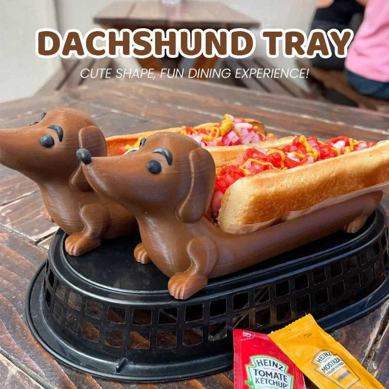 Dark Brown Creative Dachshund Hot Dog Tray - Cute Dog-Shaped Sandwich Holder with 3D Decor — image 2