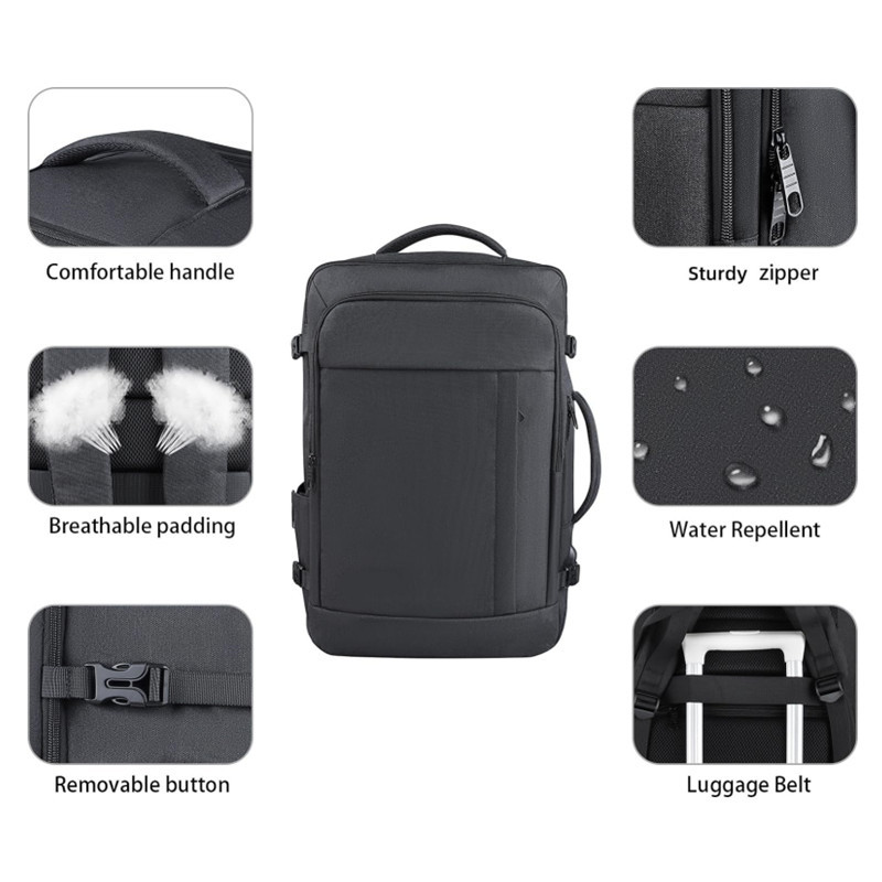 Grey Expandable 17-Inch Laptop Travel Backpack with USB Port - Durable TSA Friendly Carry-on Luggage Bag โ image 6