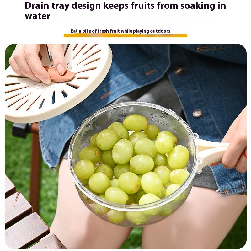 2PCS White Double-Layer Fruit and Vegetable Drain Basket - Multifunctional Collapsible Kitchen Strainer with Handle for Washing and Storage — image 2