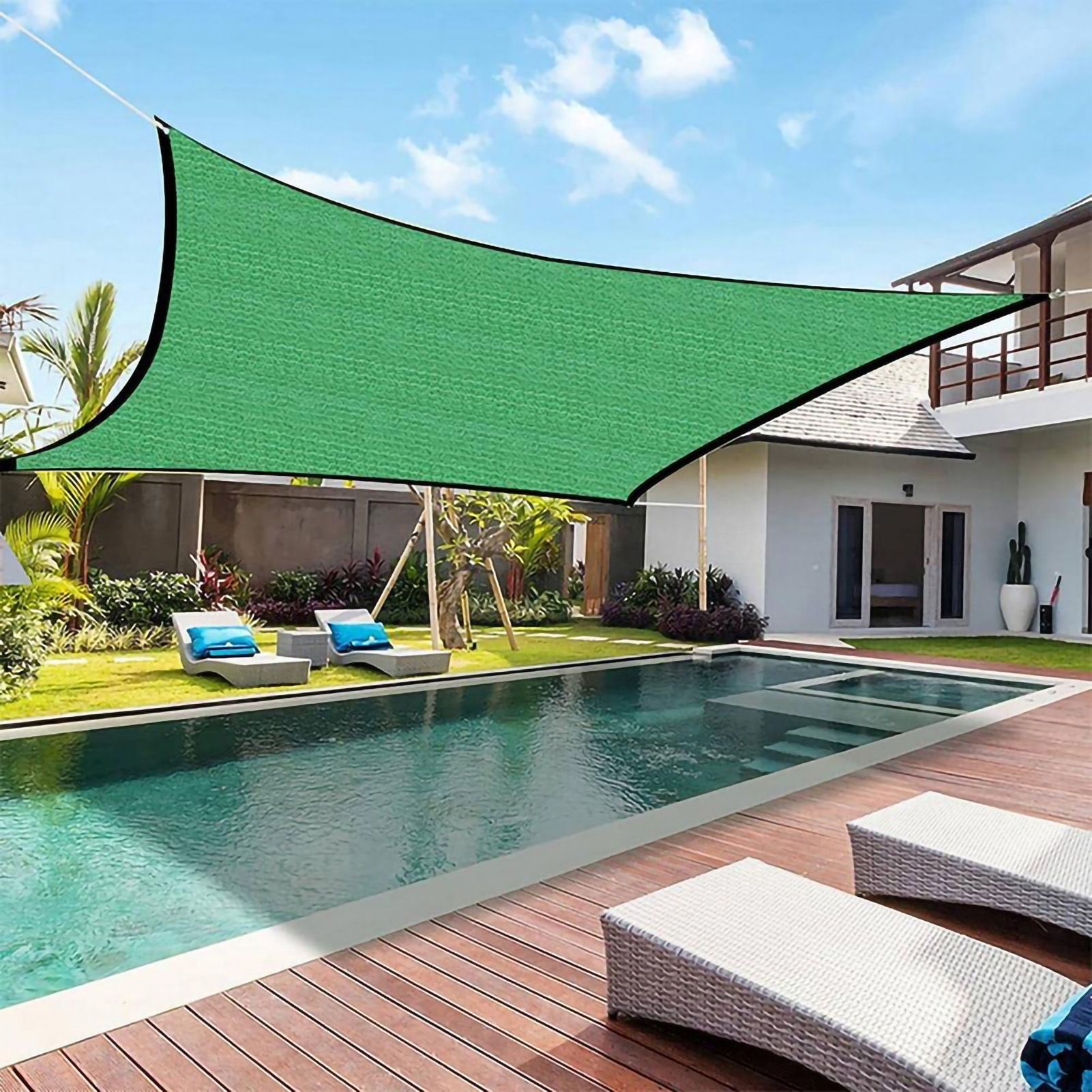 Sun Shade Sail Breathable Farbic Canopy Awning Shelter Rectangle UV Block Canopy for Patio Backyard Lawn Garden Green 3x4m / 9.8x13.1ft โ image 6