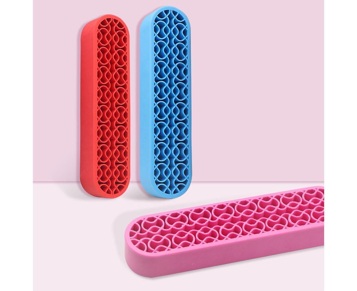 Silicone Nail Pen Holder Makeup Brush Display Stand Storage Case Desk Organizer-Pink โ image 3