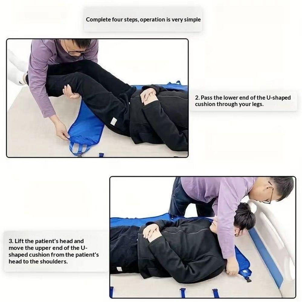 U-Shaped Positioning Sheet - Transfer Sheet for Turning and Repositioning, Multipurpose Bed Pad with Reinforced Handles, Turning Device for Elderly, Bed โ image 4