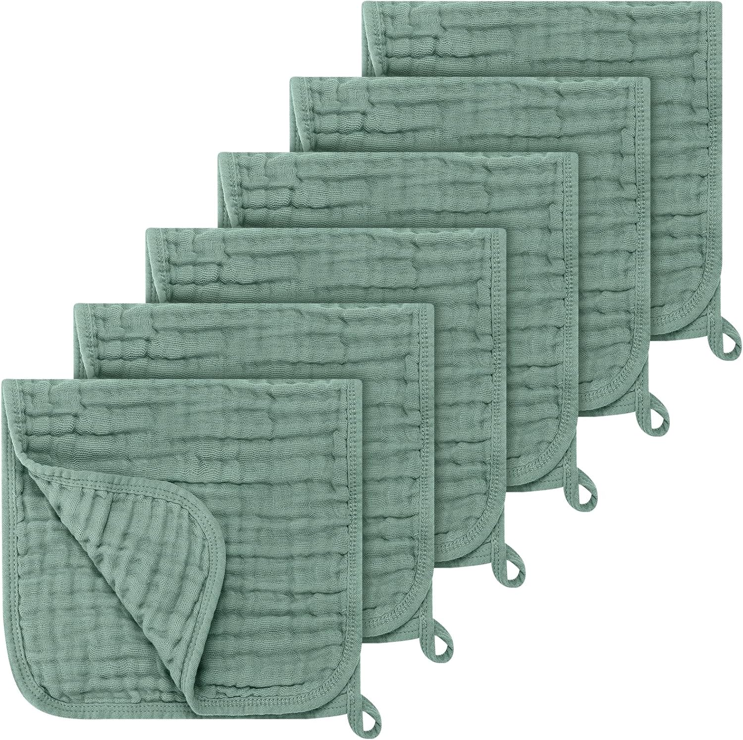 6 Pack Muslin Burp Cloths 100% Cotton 20''x10'' Large Extra Soft and Absorbent Baby Burping Cloth for Boys Girls