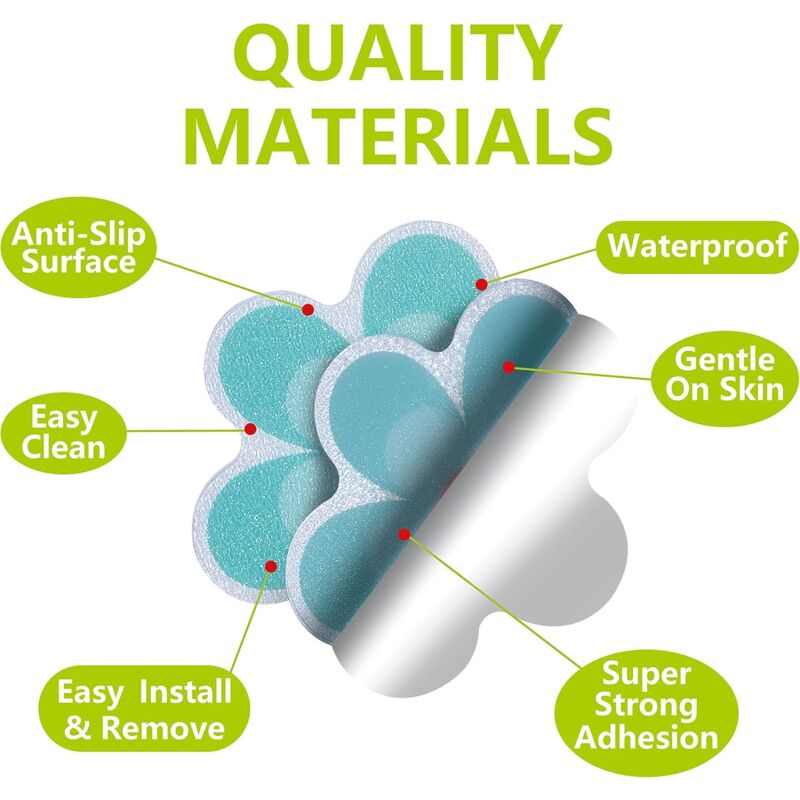 Pack Of 10 Waterproof Non-Slip Shower Stickers With Premium Scraper (Flower Design, Size 9.5 × 9.5 Cm) — image 2