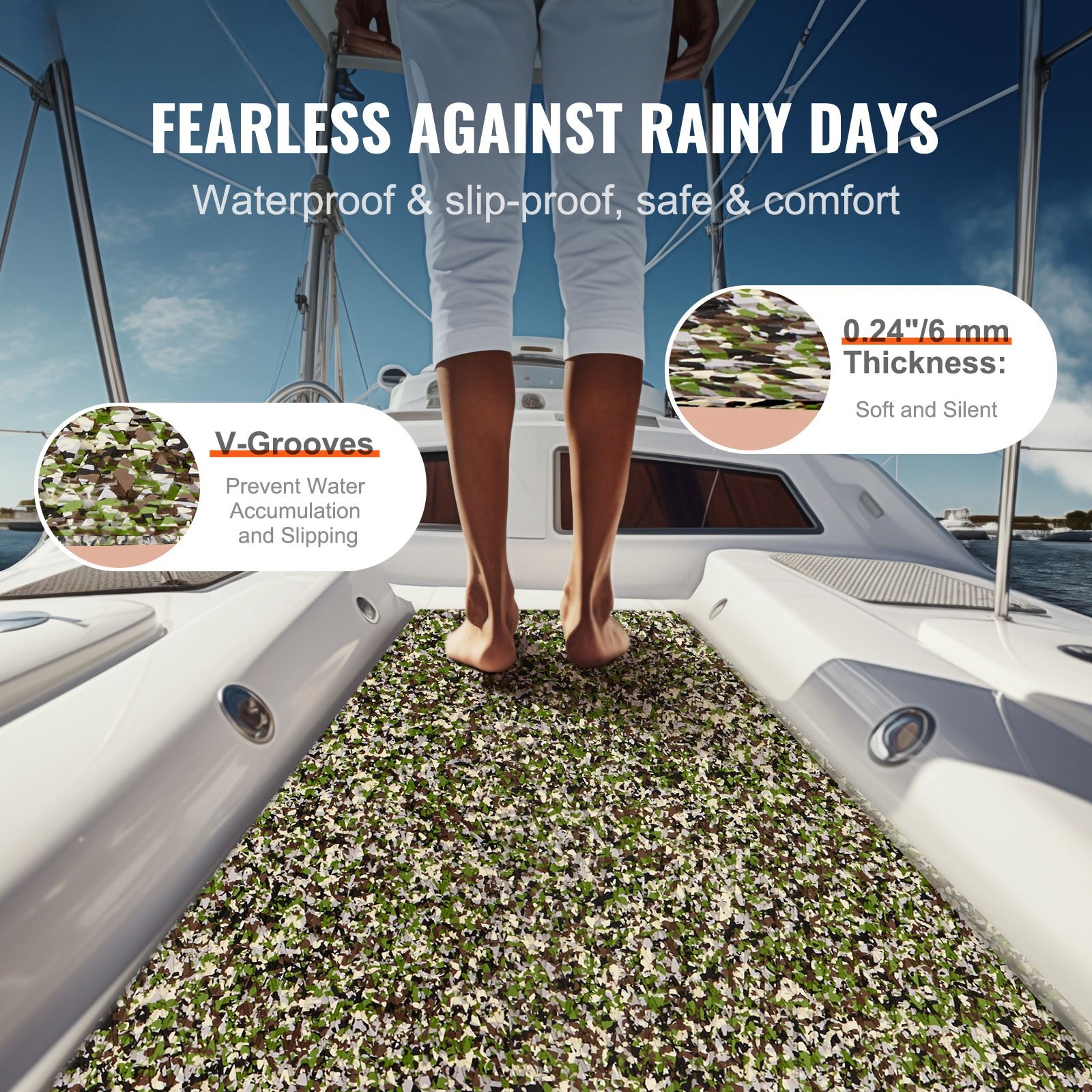 Boat Flooring, EVA Foam Boat Decking 94.5" x 35.4", Non-Slip Self-Adhesive Flooring, 23.2 sq.ft Marine Carpet for Boats, Yacht, Pontoon, Kayak Decking — image 2