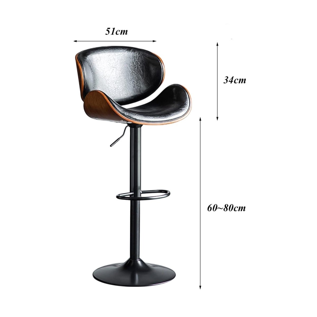 SERENITà European Black Modern Bar Stools Swivel Bar Stool Chair Counter Height Barstool with 360 Degree Swivel Seat — image 6