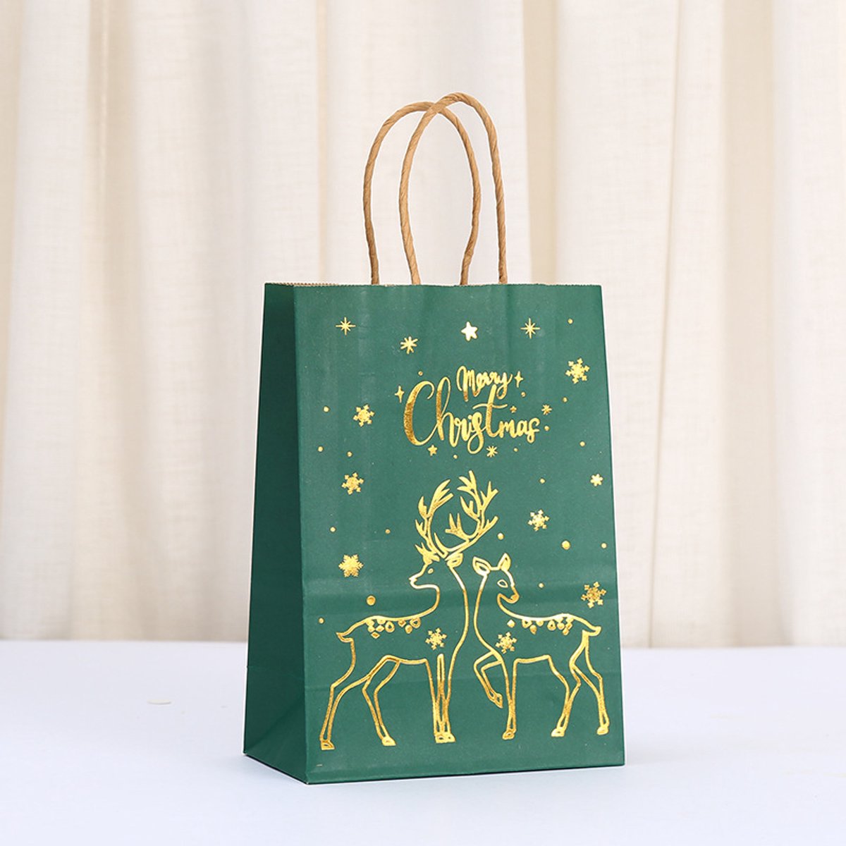 Gift Bags - 12 pieces - Kraft paper gift Bags - Tote bags - Christmas paper bags with print - Party wrapping bags — image 3